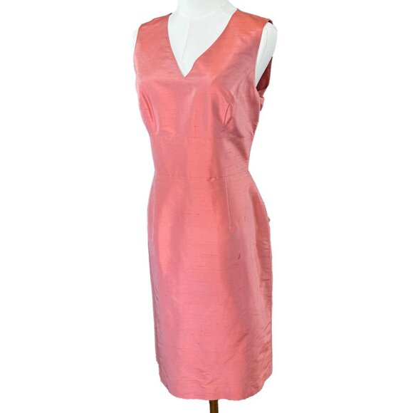 Talbots Sleeveless Peach Colored 100% Silk Shantung Dress in Size 8 NWT - Picture 3 of 7